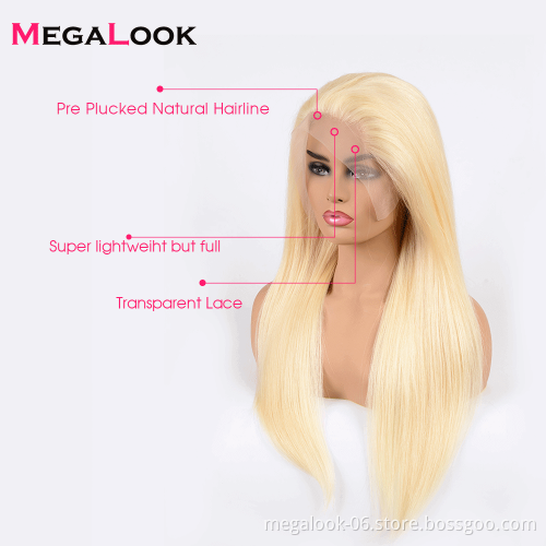 180% Density 26 Inch Silk Base Honey Blonde Colored Human Hair 613 Lace Frontal Wig